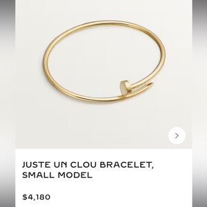 18K yellow gold cartier juste un clou small bracelet